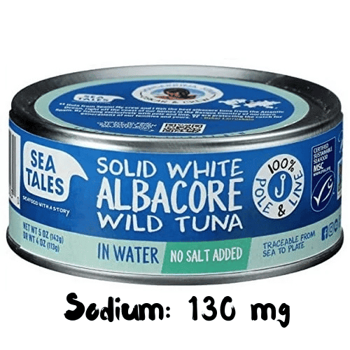 can of sea tales no salt added albacore tuna in water