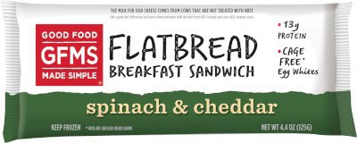 GFMS spinach & cheddar flatbread breakfast sandwich
